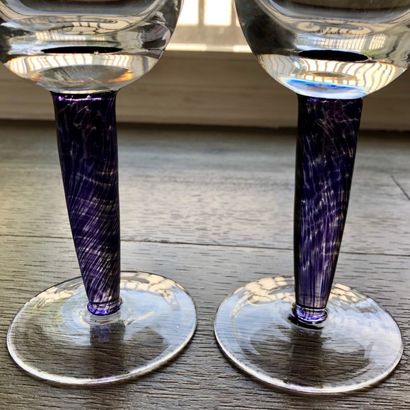 Clear Wine Glasses / Goblets with Purple Stems - Picture 5 of 8